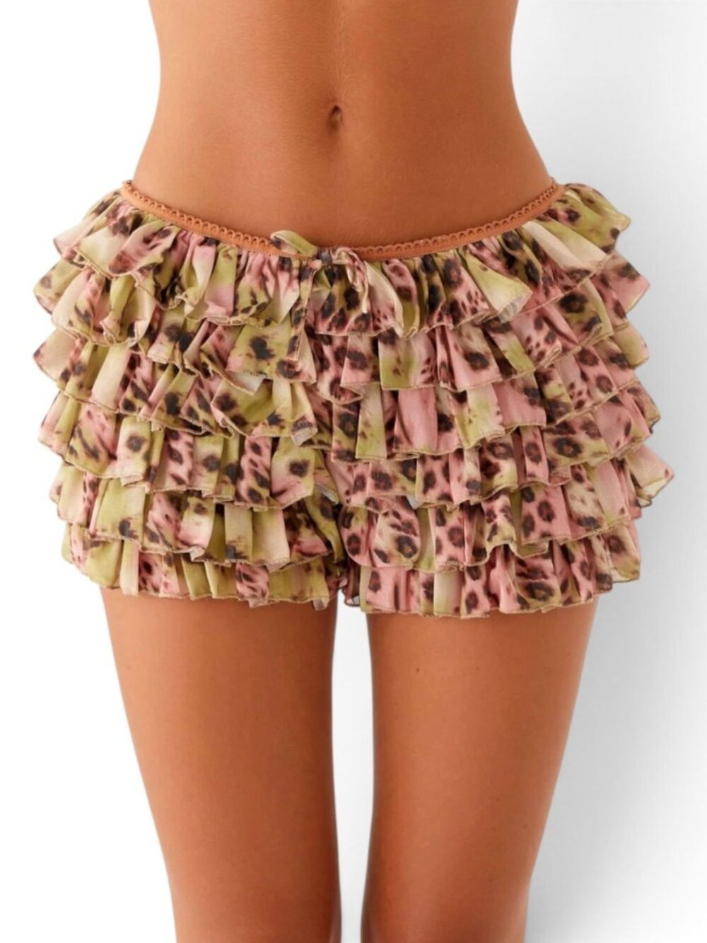 Peppermayo Leopard Print Ruffle Bloomers Shorts NWT XS/S